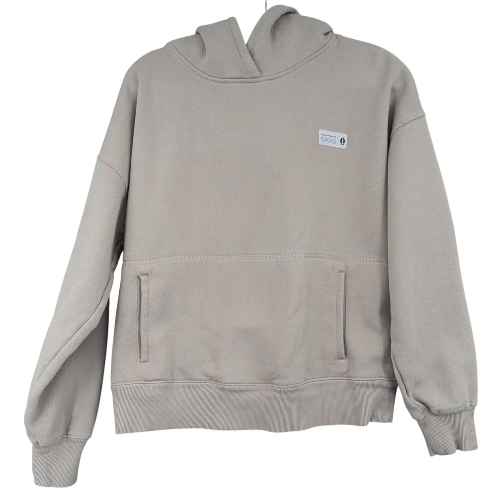 Bearded Goat Pullover Hoodie Mens L Cotton Blend Tan Relaxed Fit Gorpcore